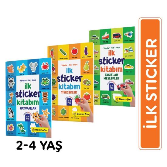 İlk Sticker Kitabım Seti (Hayvanlar - Taşıtlar - Meslekler - Yiyecekler)